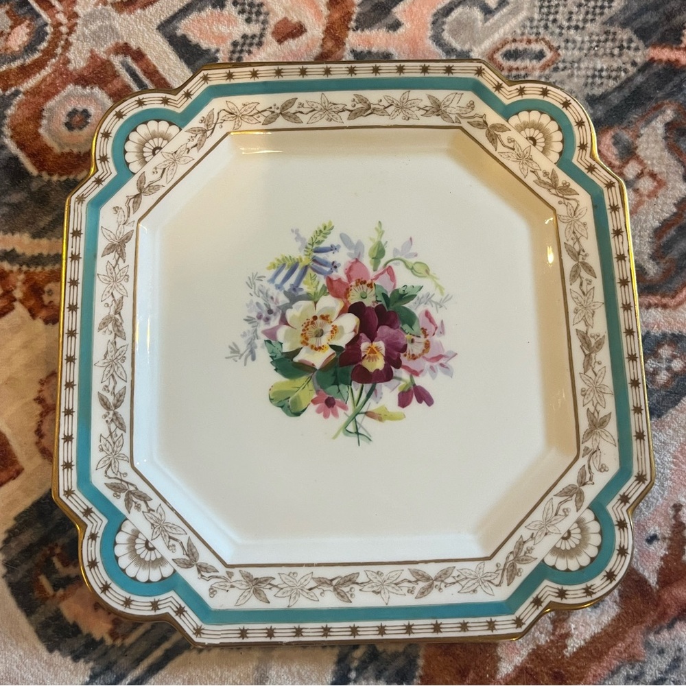 1880’s Antique Brownfield & Son China Square Decorative Plate